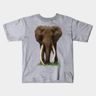 Elephant with big tusk in Africa Kids T-Shirt